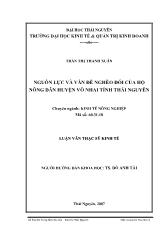 Luận văn Nguồn lực và vấn đề nghèo đói của hộ nông dân huyện Võ Nhai tỉnh Thái Nguyên