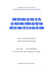 Luận văn Phân tích năng lực phục vụ của Ngân hàng Thương mại Việt Nam dưới tác động của tự do hóa tài chính