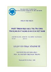 Luận văn Phát triển hiệu quả thị trường tín dụng bất động sản của Việt Nam