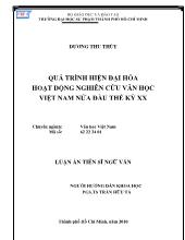 Luận văn Quá trình hiện đại hóa hoạt động nghiên cứu văn học Việt Nam nửa đầu thế kỷ XX
