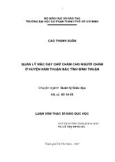 Luận văn Quản lí việc dạy chữ Chăm cho người Chăm ở huyện Hàm Thuận Bắc tỉnh Bình Thuận