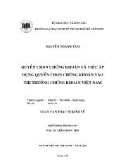 Luận văn Quyền chọn chứng khoán và việc áp dụng quyền chọn chứng khoán vào thị trường Việt Nam