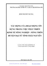 Luận văn Tác động của hoạt động tín dụng trong việc phát triển kinh tế nông nghiệp - nông thôn huyện Đại Từ tỉnh Thái Nguyên