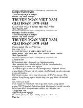 Luận văn Truyện ngắn Việt Nam giai đoạn 1975 - 1985