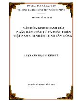 Luận văn Văn hóa kinh doanh của ngân hàng đầu tư và phát triển Việt Nam –chi nhánh tỉnh Lâm Đồng