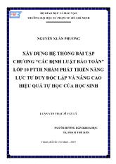 Luận văn Xây dựng hệ thống bài tập chương các định luật bảo toàn lớp 10 PTTH nhằm phát triển năng lực tư duy độc lập và nâng cao hiệu quả tự học của học sinh