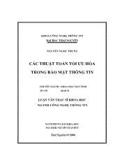 Luận văn Các thuật toán tối ưu hóa trong bảo mật thông tin