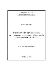 Luận văn Nghiên cứu biểu hiện gen mã hóa chất hoạt hóa plasminogen mô của người trong vi khuẩn echerichia coli