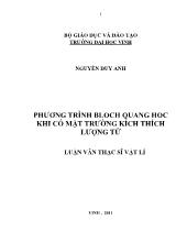 Luận văn Phương trình Bloch quang học khi có mặt trường kích thích lượng tử