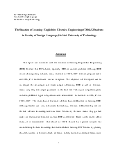 The Situation of Learning English for Electrical Engineering of D06k52 Students in Faculty of Foreign Language, Ha Noi University of Technology