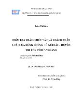 Luận văn Điều tra thảm thực vật và thành phần loài của rừng phòng hộ Núi Dài – huyện Tri Tôn tỉnh An Giang