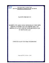 Luận văn Nghiên cứu khả năng sinh hoạt chất đối kháng vi sinh vật gây bệnh cho cây trồng của các chủng nấm sợi phân lập từ rừng Đà Lạt