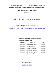 Báo cáo Thực tập tốt nghiệp công việc kế toán tại tổng công ty cổ phần may Nhà Bè