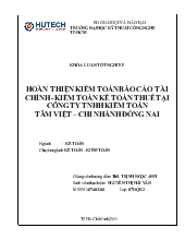 Khóa luận Hoàn thiện kiểm toán báo cáo tài chính – kiểm toán kế toán thuế tại công ty TNHH Kiểm toán Tâm Việt – Chi nhánh Đồng Nai