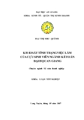 Khóa luận Khảo sát tình trạng việc làm của cựu sinh viên ngành Kế toán – Đại học An Giang