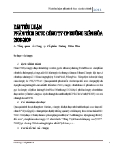 Tiểu luận Phân tích báo cáo tài chính công ty cổ phần đường Biên Hòa năm 2008-2009