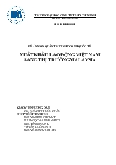 Đề án Xuất khẩu lao động Việt Nam sang thị trường malaysia