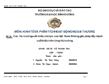 Đề tài Các thị trường xuất khẩu chủ lực của Việt Nam và những giải pháp đẩy mạnh xuất khẩu trên từng thị trường