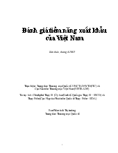 Đề tài Đánh giá tiềm năng xuất khẩu của Việt Nam