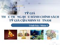 Đề tài Tỷ giá và thực trạng điều hành chính sách tỷ giá của Ngân hàng Nhà nước Việt Nam