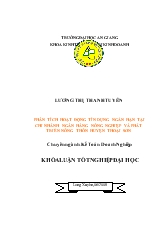 Khóa luận Phân tích hoạt động tín dụng ngắn hạn tại chi nhánh Ngân hàng nông nghiệp và phát triển nông thôn huyện Thoại Sơn