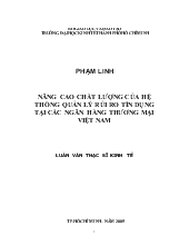 Luận văn Nâng cao chất lượng của hệ thống quản lý rủi ro tín dụng tại các ngân hàng thương mại Việt Nam