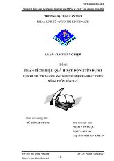 Luận văn Phân tích hiệu quả hoạt động tín dụng tại chi nhánh ngân hàng nông nghiệp và phát triển nông thôn Hòn Đất