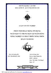 Luận văn Phân tích hoạt động tín dụng ngắn hạn và trung hạn tại ngân hàng nông nghiệp và phát triển nông thôn quận cái răng