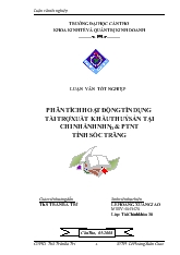 Luận văn Phân tích hoạt động tín dụng tài trợ xuất khẩu thuỷ sản tại chi nhánh Ngân hàng nông nghiệp và phát triển nông thôn tỉnh Sóc Trăng