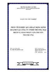 Phân tích hiệu quả hoạt động kinh doanh tại công ty TNHH thương mại giao nhận vận chuyển Thanh Hưng