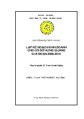 Lập kế hoạch kinh doanh cho Cơ sở Hưng Quang giai đoạn 2008 - 2010