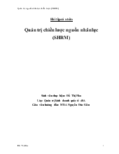 Quản trị chiến lược nguồn nhân lực (SHRM)