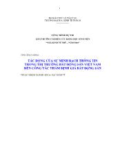 Tác động của sự minh bạch thông tin trong thị trường bất động sản Việt Nam đối với công tác thẩm định