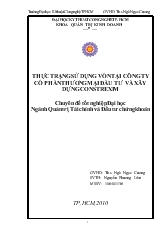 Thực trạng sử dụng vốn tại công ty cổ phần thương mại đầu tư và xây dựng Constrexim