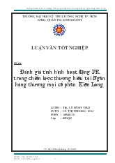 Đánh giá tình hình hoạt động PR trong chiến lược thương hiệu tại ngân hàng thương mại cổ phần Kiên Long