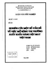 Nghiên cứu một số vấn đề về việc mở rộng thị trường xuất khẩu hàng dệt may Việt Nam