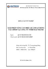 Giải pháp nâng cao hiệu quả hoạt động tài chính tại công ty TNHH Mai Thành