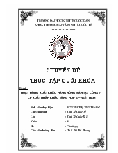 Hoạt động xuất khẩu hàng nông sản tại công ty CP xuất nhập khẩu tổng hợp I – Việt Nam