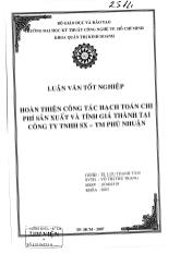 Luận văn Hoàn thiện công tác hạch toán chi phí sản xuất và tính giá thành tại công ty TNHH xuất khẩu - Thương mại Phú Nhuận
