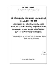 Nghiên cứu chỉ số giá hàng hóa xuất khẩu, nhập khẩu phục vụ hoạt động kinh doanh của doanh nghiệp và điều hành quản lý nhà nước về thương mại