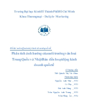 Phân tích ảnh hưởng của môi trường văn hoá Trung Quốc và Nhật Bản đến hoạt động kinh doanh quốc tế