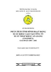 Phân tích tình hình hoạt động xuất khẩu gạo tại công ty xuất nhập khẩu an giang (angimex) giai đoạn 2003 - 2005