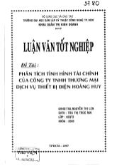 Phân tích tình hình tài chính của công ty TNHH Thương Mại - Dịch Vụ thiết bị điện Hoàng Huy