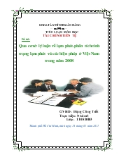 Qua cơ sở lý luận về lạm phát.phân tích tình trạng lạm phát và các biện pháp ở Việt Nam trong năm 2008