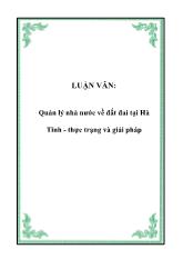 Quản lý nhà nước về đất đai tại Hà Tĩnh - Thực trạng và giải pháp