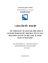 Tác động xuất xứ quốc gia đến hành vi cá nhân trong quyết định mua ôtô du lịch nhật bản lắp ráp tại Việt Nam và nhập khẩu từ Nhật Bản