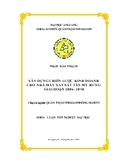Xây dựng chiến lược kinh doanh cho nhà máy xay xát Tân Mỹ Hưng giai đoạn 2006 - 2011