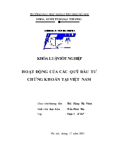 Khóa luận Hoạt động của các quỹ đầu tư chứng khoán tại Việt Nam
