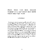 Đề tài Phân tích văn hoá doanh nghiệp của tập đoàn bảo hiểm nhân thọ Việt Nam