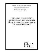 Đề tài Xác định hàm lượng nitrite bằng phương pháp lên màu với axit sulfanilic và - Naphtylamin